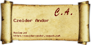 Czeider Andor névjegykártya
